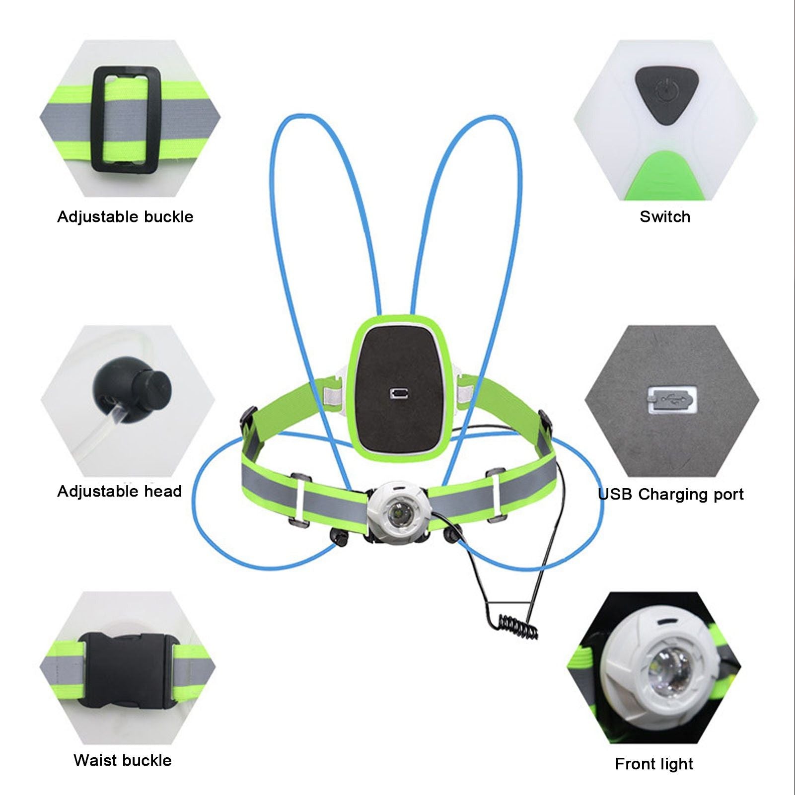 Reflective Running Vest LED USB Charging RGB 6 Colors Adjustable Lightweight Strong Light Waterproof Running V1294-YM0523-3119220005111