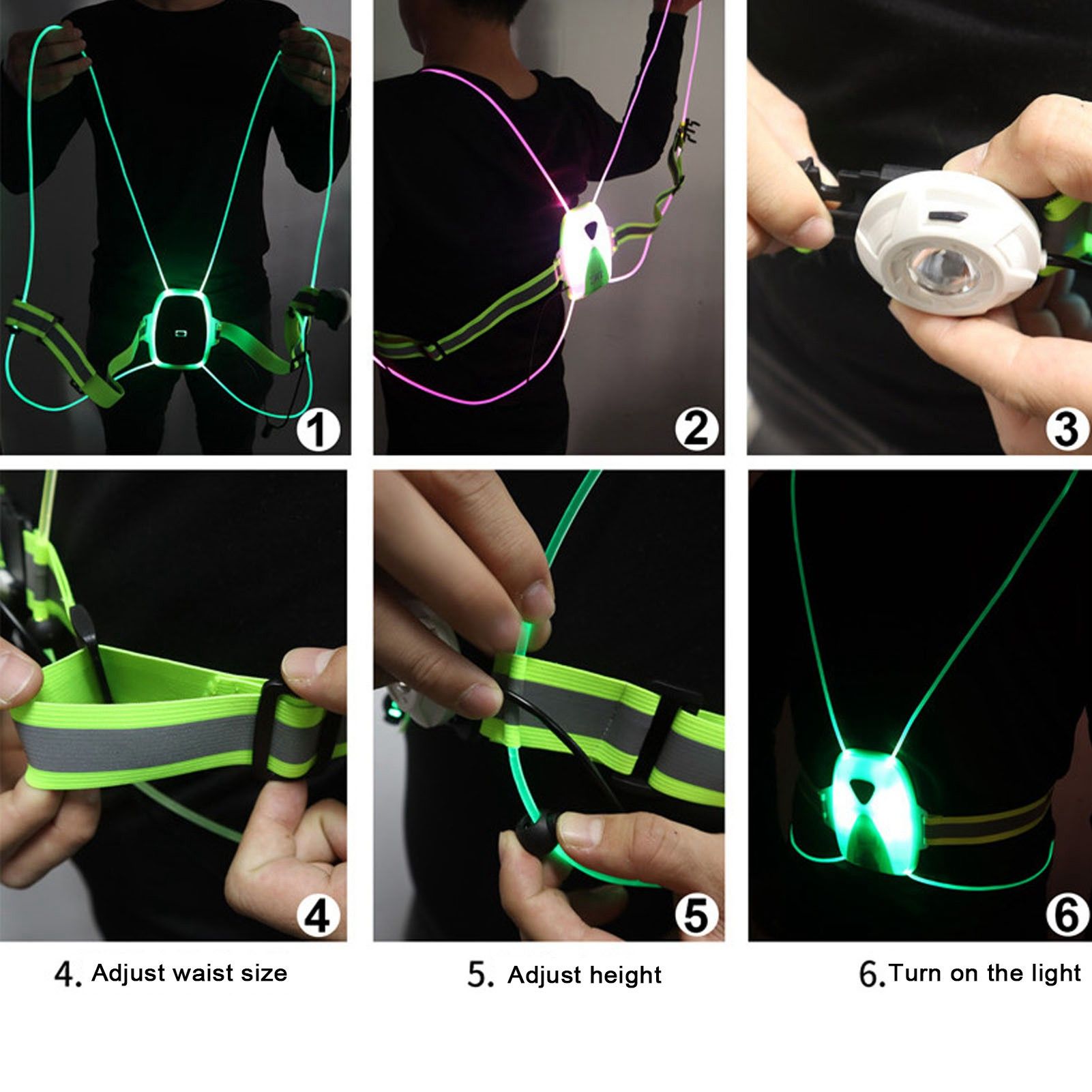 Reflective Running Vest LED USB Charging RGB 6 Colors Adjustable Lightweight Strong Light Waterproof Running V1294-YM0523-3119220005111