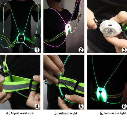 Reflective Running Vest LED USB Charging RGB 6 Colors Adjustable Lightweight Strong Light Waterproof Running V1294-YM0523-3119220005111