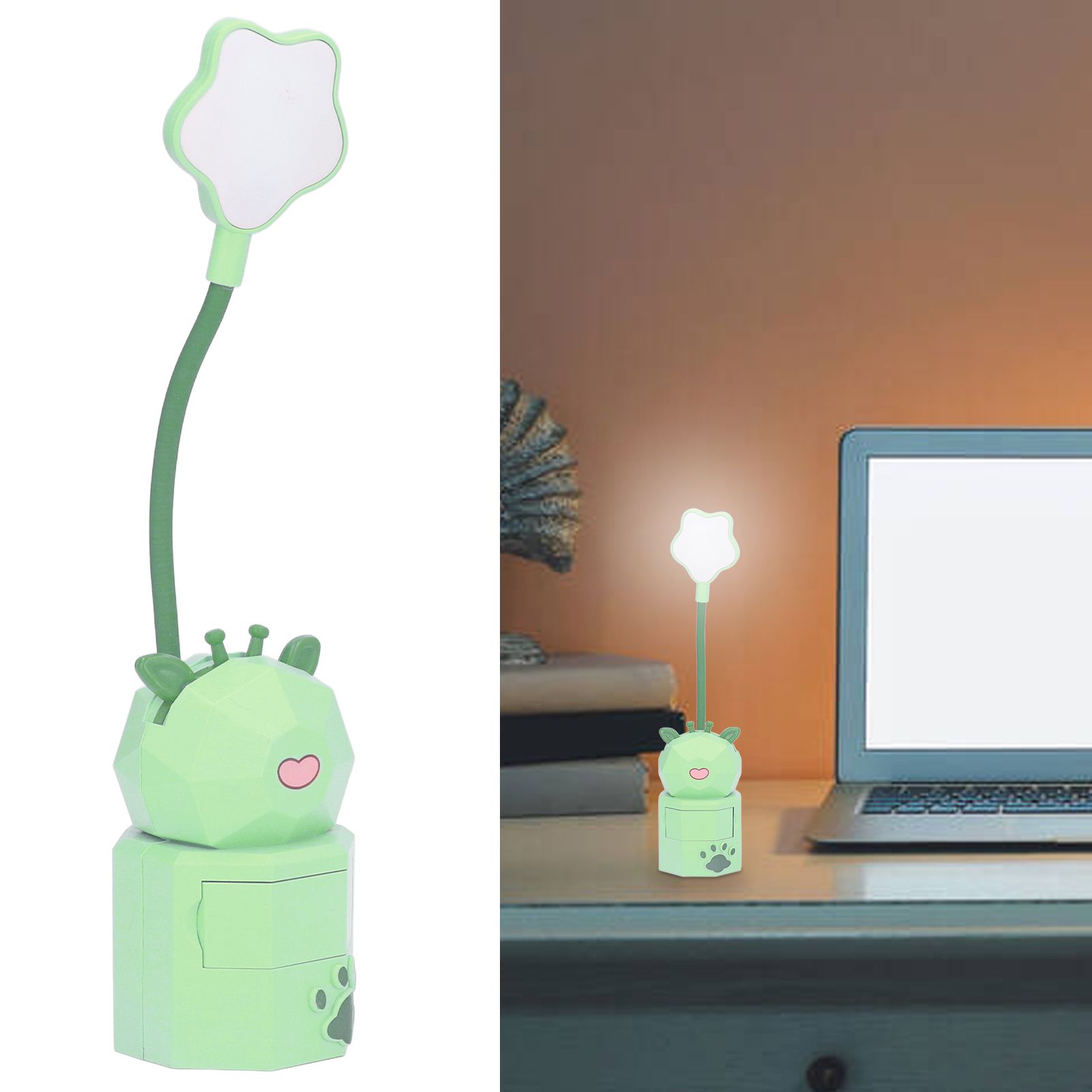 Kids Reading Light Cute Design USB Charging Warm Light 360 Degrees Gooseneck Adjustment Safe Material Kids V1294-YM0523-3119220006813