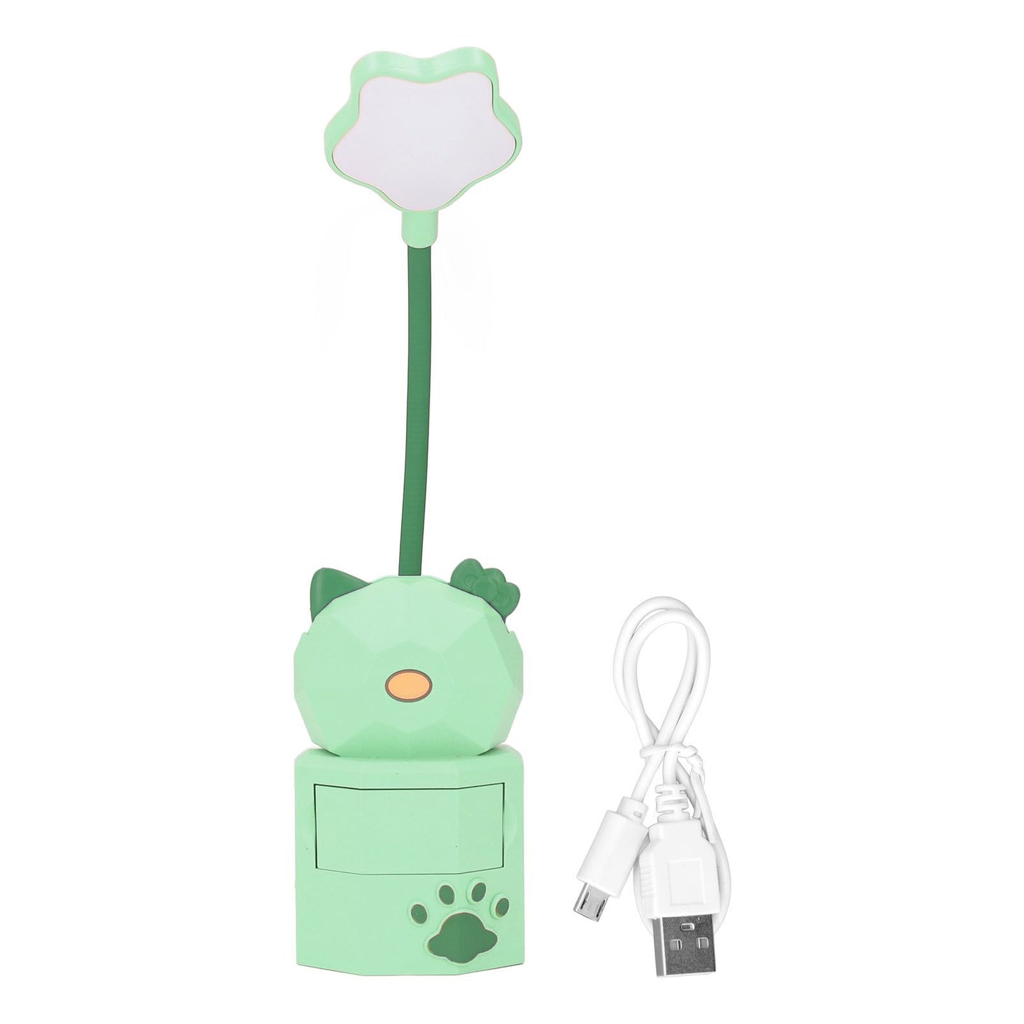 LED Desk Lamp USB Charging Warm Light Cute Cartoon Design Eye Protection Table Light with Storage BoxGreen V1294-YM0523-3119220006913