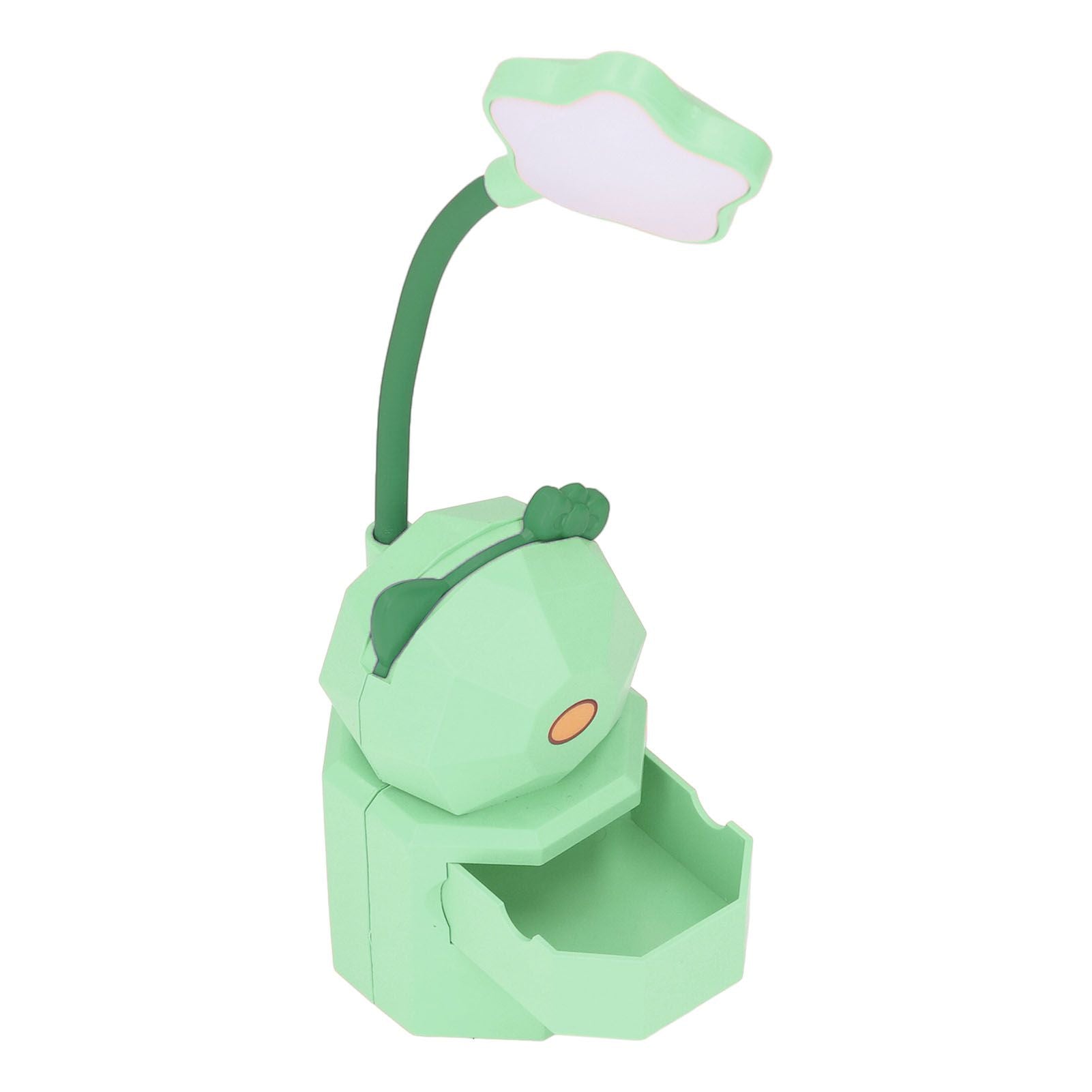 LED Desk Lamp USB Charging Warm Light Cute Cartoon Design Eye Protection Table Light with Storage BoxGreen V1294-YM0523-3119220006913