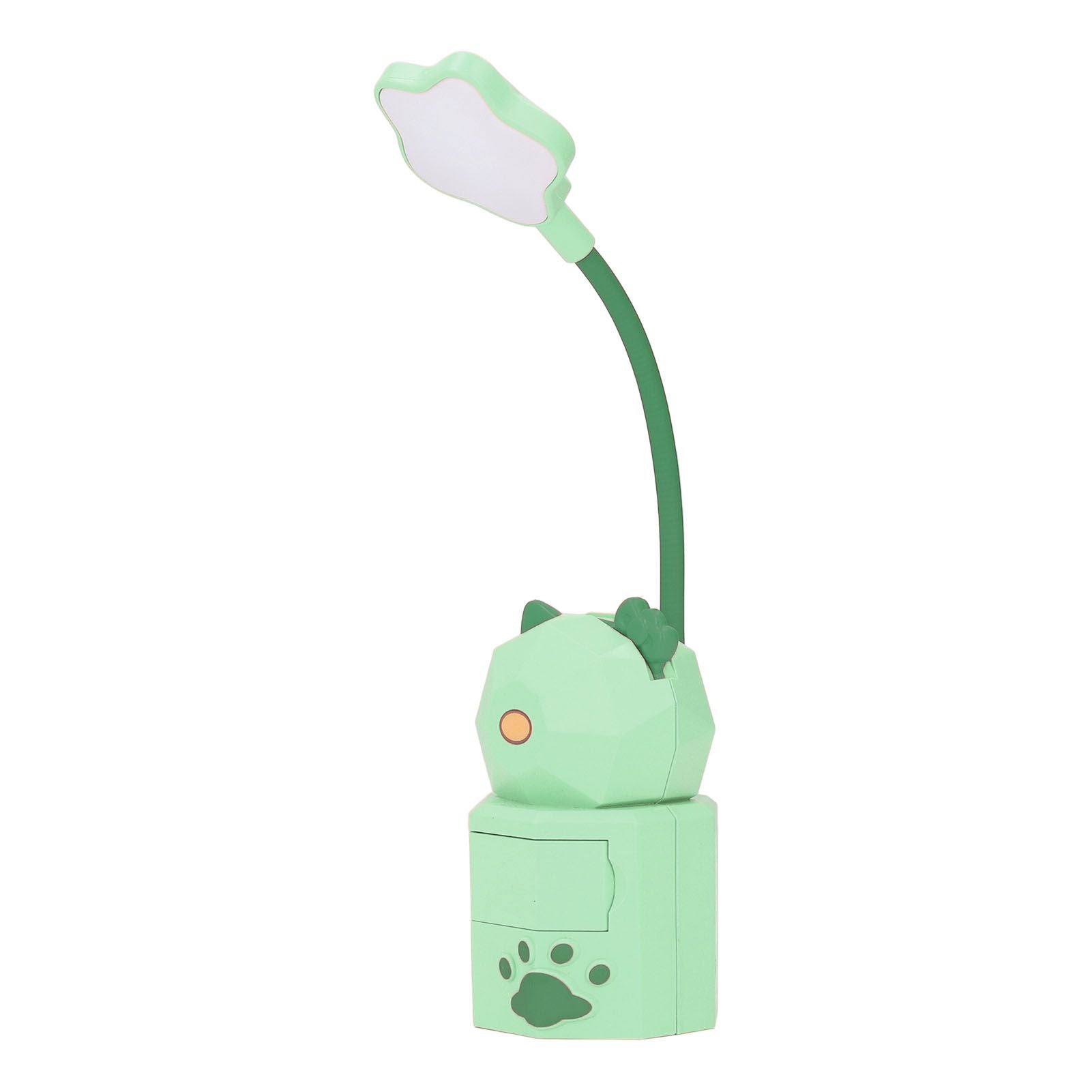 LED Desk Lamp USB Charging Warm Light Cute Cartoon Design Eye Protection Table Light with Storage BoxGreen V1294-YM0523-3119220006913