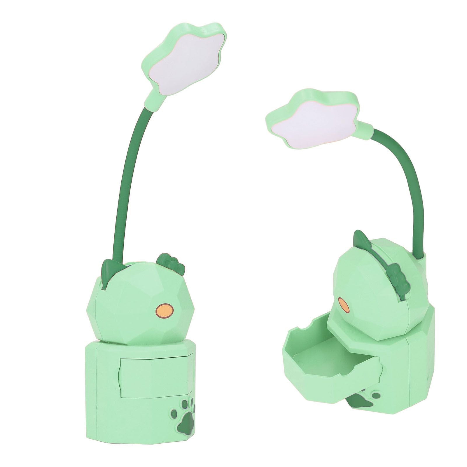 LED Desk Lamp USB Charging Warm Light Cute Cartoon Design Eye Protection Table Light with Storage BoxGreen V1294-YM0523-3119220006913