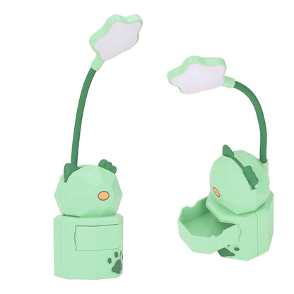 LED Desk Lamp USB Charging Warm Light Cute Cartoon Design Eye Protection Table Light with Storage BoxGreen V1294-YM0523-3119220006913