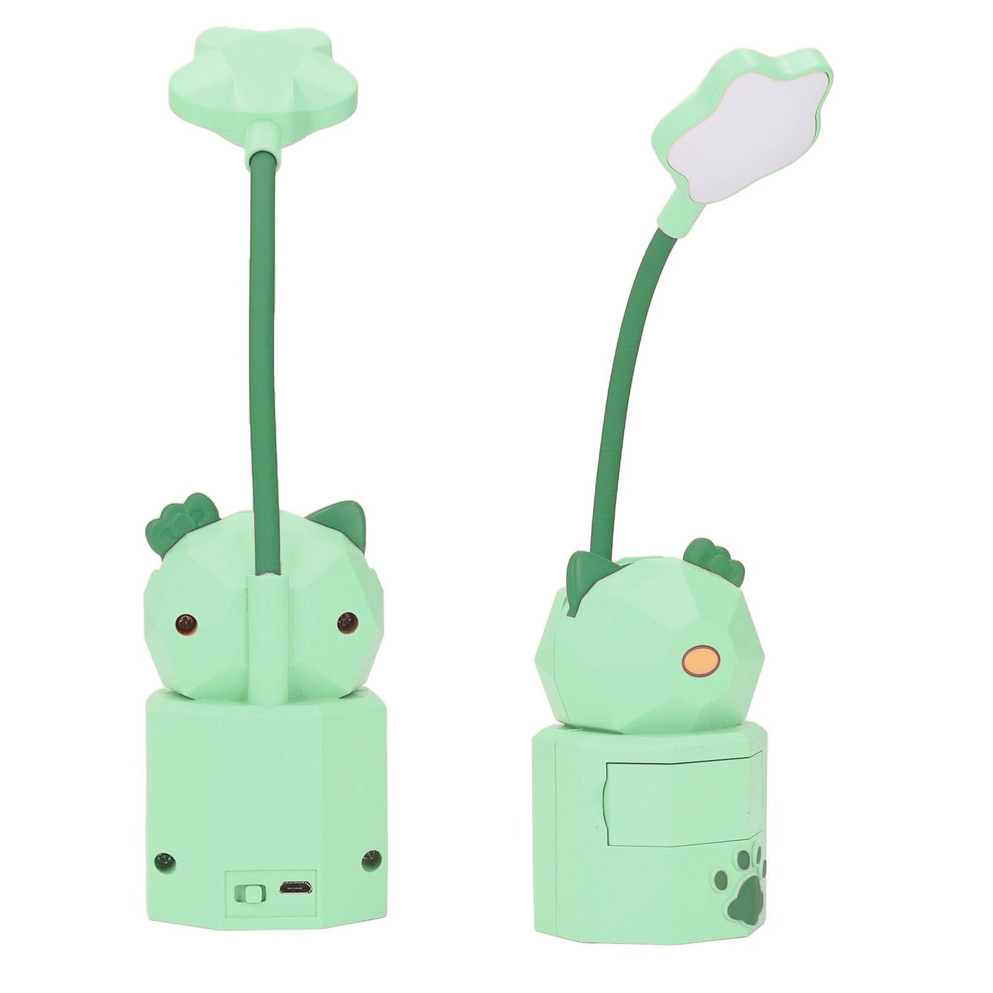 LED Desk Lamp USB Charging Warm Light Cute Cartoon Design Eye Protection Table Light with Storage BoxGreen V1294-YM0523-3119220006913