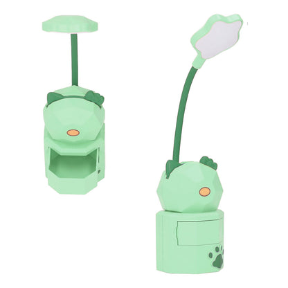LED Desk Lamp USB Charging Warm Light Cute Cartoon Design Eye Protection Table Light with Storage BoxGreen V1294-YM0523-3119220006913