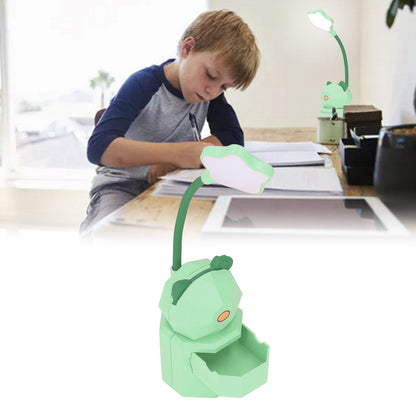 LED Desk Lamp USB Charging Warm Light Cute Cartoon Design Eye Protection Table Light with Storage BoxGreen V1294-YM0523-3119220006913