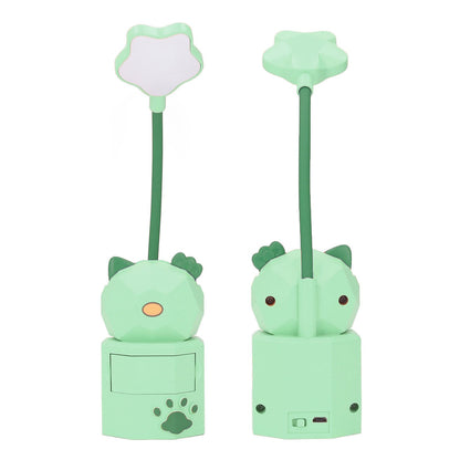 LED Desk Lamp USB Charging Warm Light Cute Cartoon Design Eye Protection Table Light with Storage BoxGreen V1294-YM0523-3119220006913