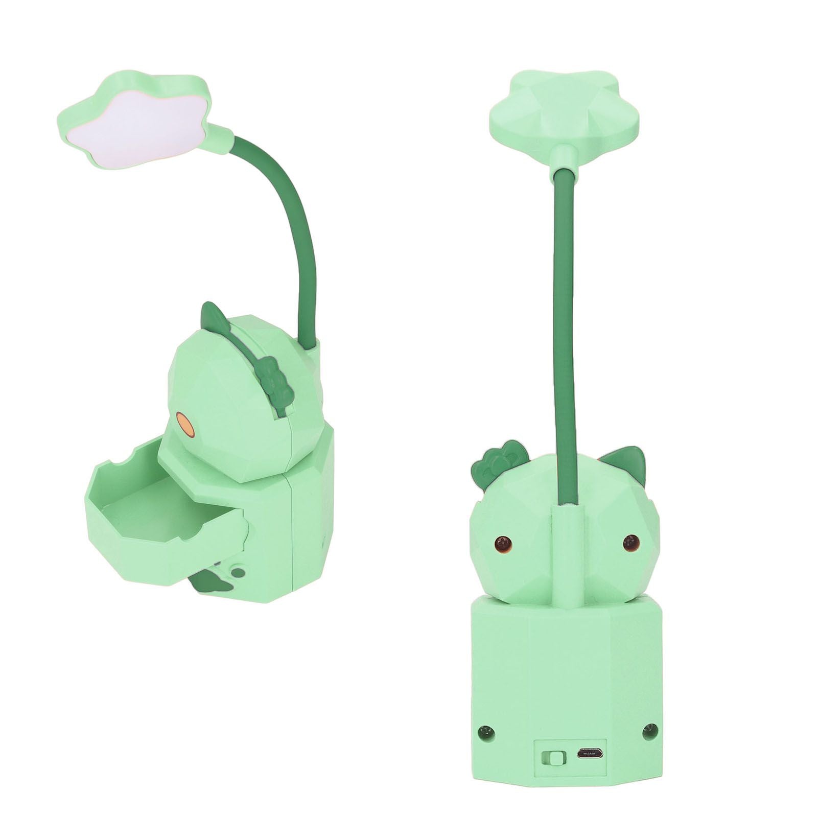 LED Desk Lamp USB Charging Warm Light Cute Cartoon Design Eye Protection Table Light with Storage BoxGreen V1294-YM0523-3119220006913