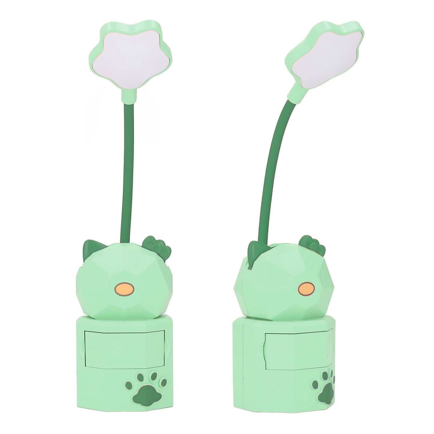 LED Desk Lamp USB Charging Warm Light Cute Cartoon Design Eye Protection Table Light with Storage BoxGreen V1294-YM0523-3119220006913