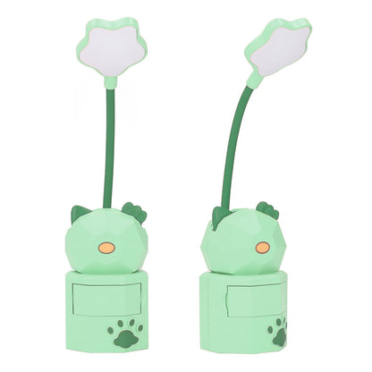 LED Desk Lamp USB Charging Warm Light Cute Cartoon Design Eye Protection Table Light with Storage BoxGreen V1294-YM0523-3119220006913