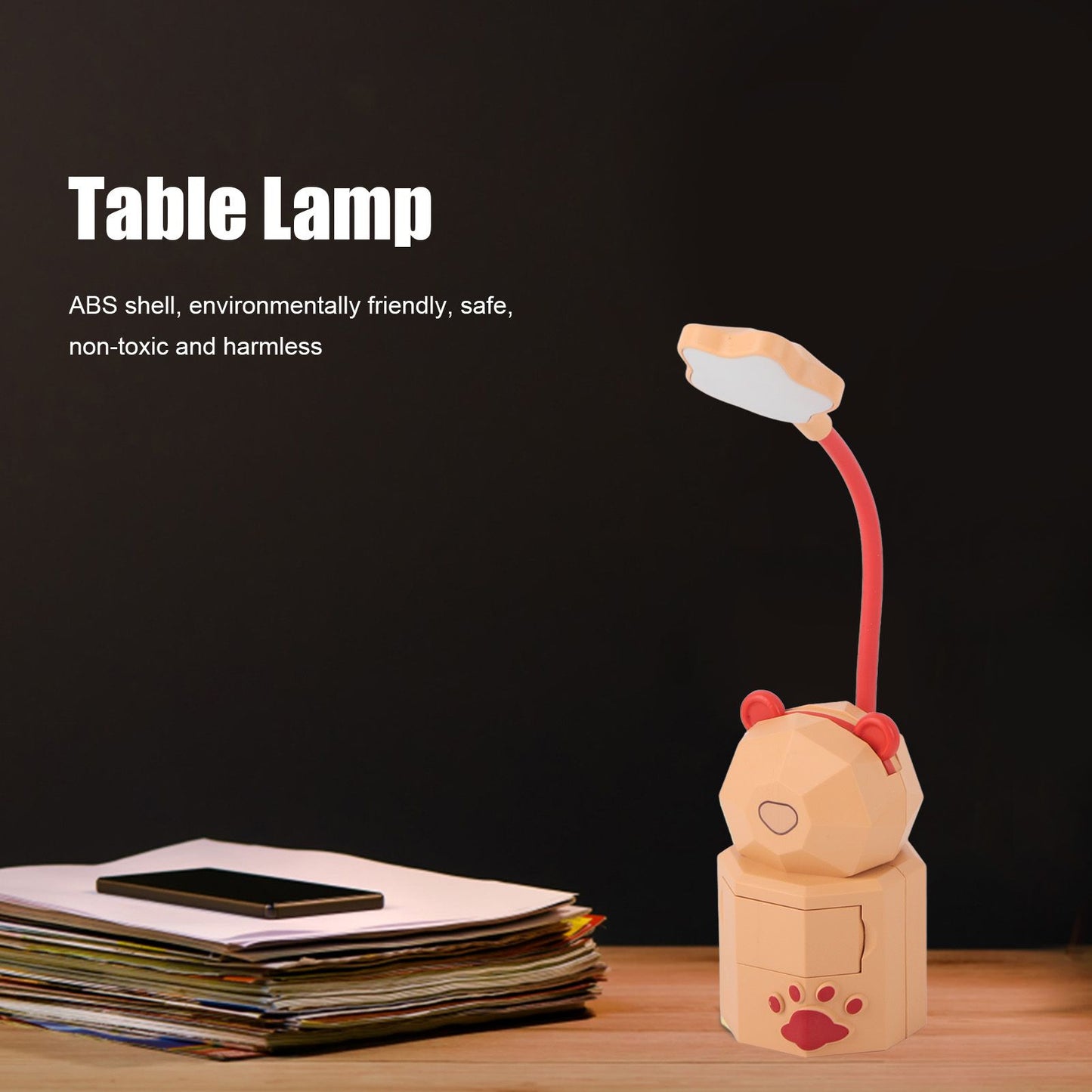 LED Cartoon Desk Lamp Eye Protection Reading Night Light USB Charging Table Lamp for Bedroom DormitoryYellow V1294-YM0523-3119220007011