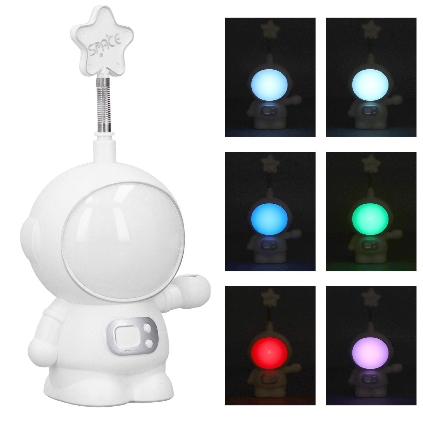 LED Desk Lamp 2 Lighting Modes Eye Protection USB Charging Astronaut Night Light with Pencil Sharpener for V1294-YM0523-3119220007411