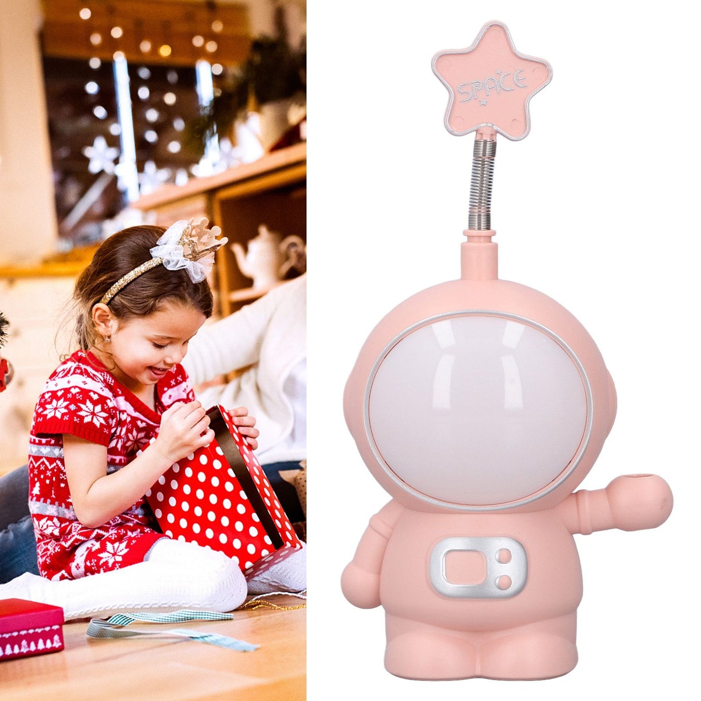 LED Desk Lamp 2 Lighting Modes Eye Protection USB Charging Astronaut Night Light with Pencil Sharpener for V1294-YM0523-3119220007412