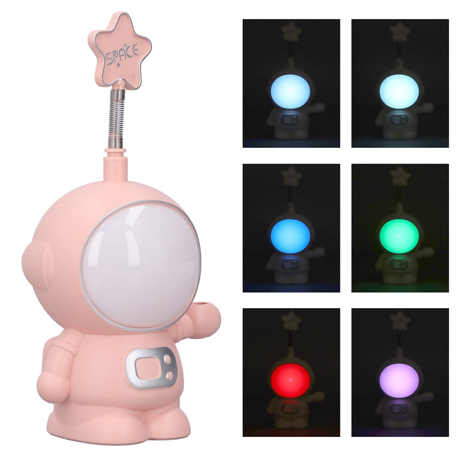 LED Desk Lamp 2 Lighting Modes Eye Protection USB Charging Astronaut Night Light with Pencil Sharpener for V1294-YM0523-3119220007412