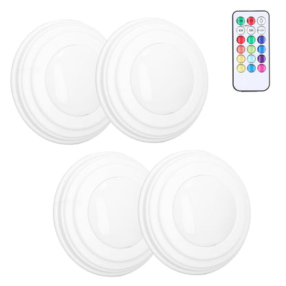 4Pcs LED Puck Light RGBW 13 Colors Modes Remote Control Punch Free Installation Energy Saving Wireless Led V1294-YM0523-3119220010011