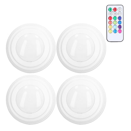 4Pcs LED Puck Light RGBW 13 Colors Modes Remote Control Punch Free Installation Energy Saving Wireless Led V1294-YM0523-3119220010011