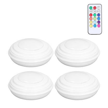 4Pcs LED Puck Light RGBW 13 Colors Modes Remote Control Punch Free Installation Energy Saving Wireless Led V1294-YM0523-3119220010011