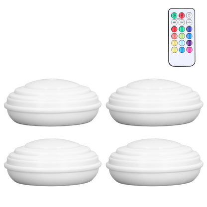 4Pcs LED Puck Light RGBW 13 Colors Modes Remote Control Punch Free Installation Energy Saving Wireless Led V1294-YM0523-3119220010011