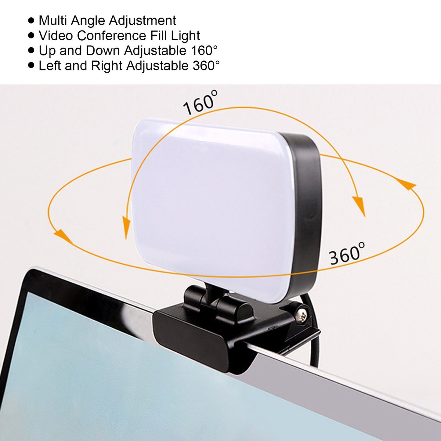 LED Fill Lights Clip On Type 360 degrees Rotatable 10 Levels Adjustable Lamp for Video Conference V1294-YM0523-3119220010611