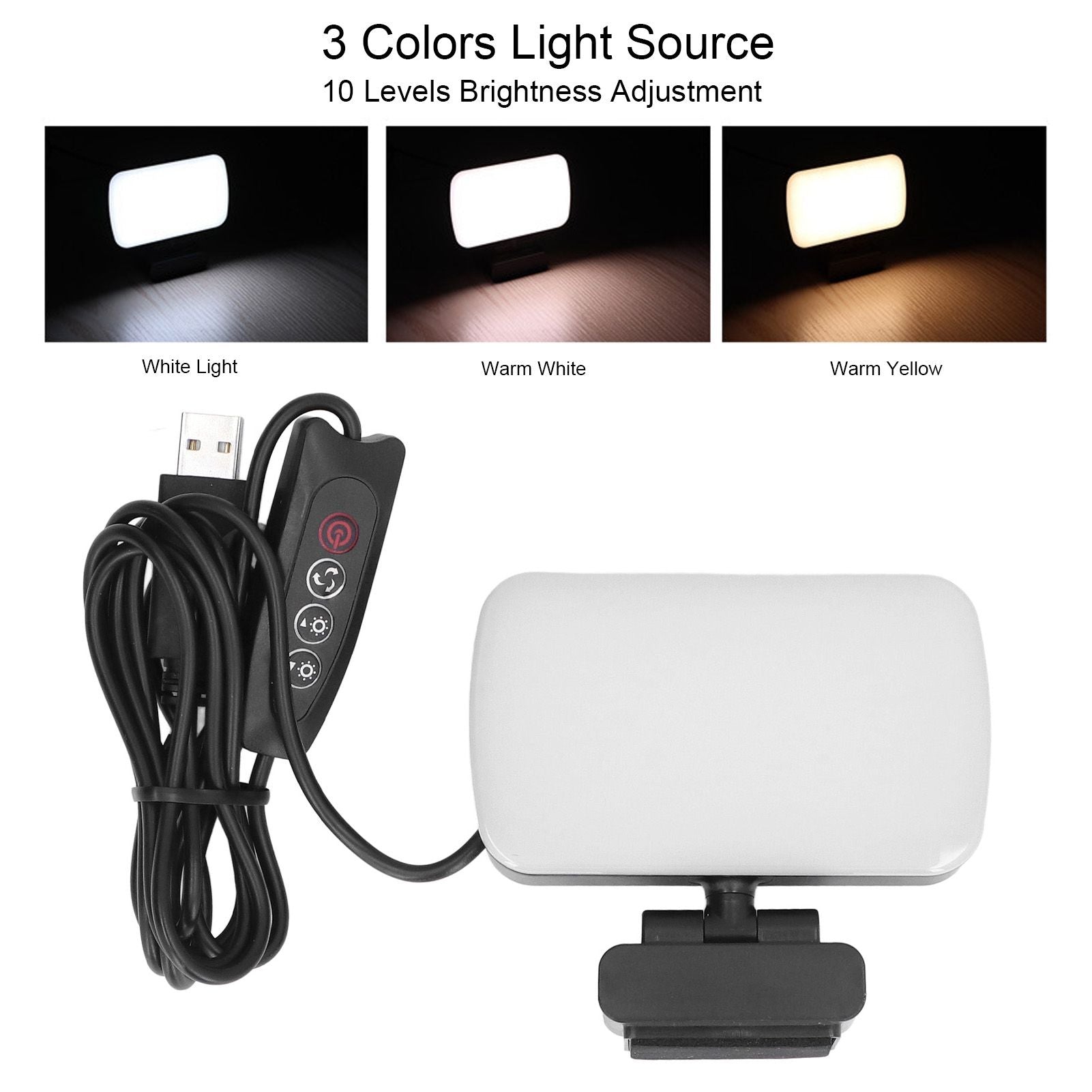 LED Fill Lights Clip On Type 360 degrees Rotatable 10 Levels Adjustable Lamp for Video Conference V1294-YM0523-3119220010611
