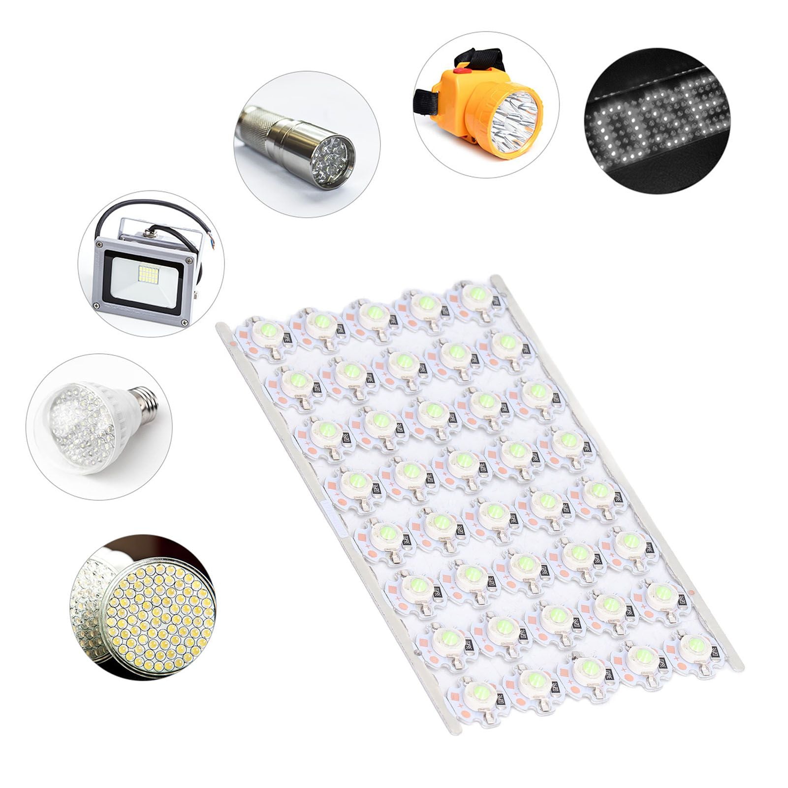 LED Chip Bulb High Brightness Energy Saving DIY Lamp Beads with Aluminum Plate for 1W 12V Headlights Cabinet V1294-YM0523-3119220010816