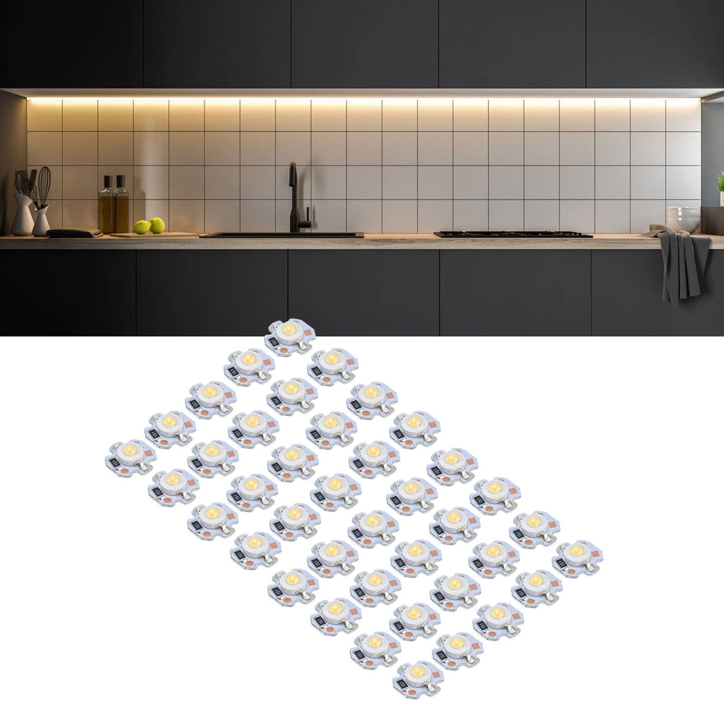 40pcs LED Chip Bulb 1W 24V 16mm/0.6in Aluminum Base Low Power Consumption Lamp Beads for Flashlights V1294-YM0523-3119220010912