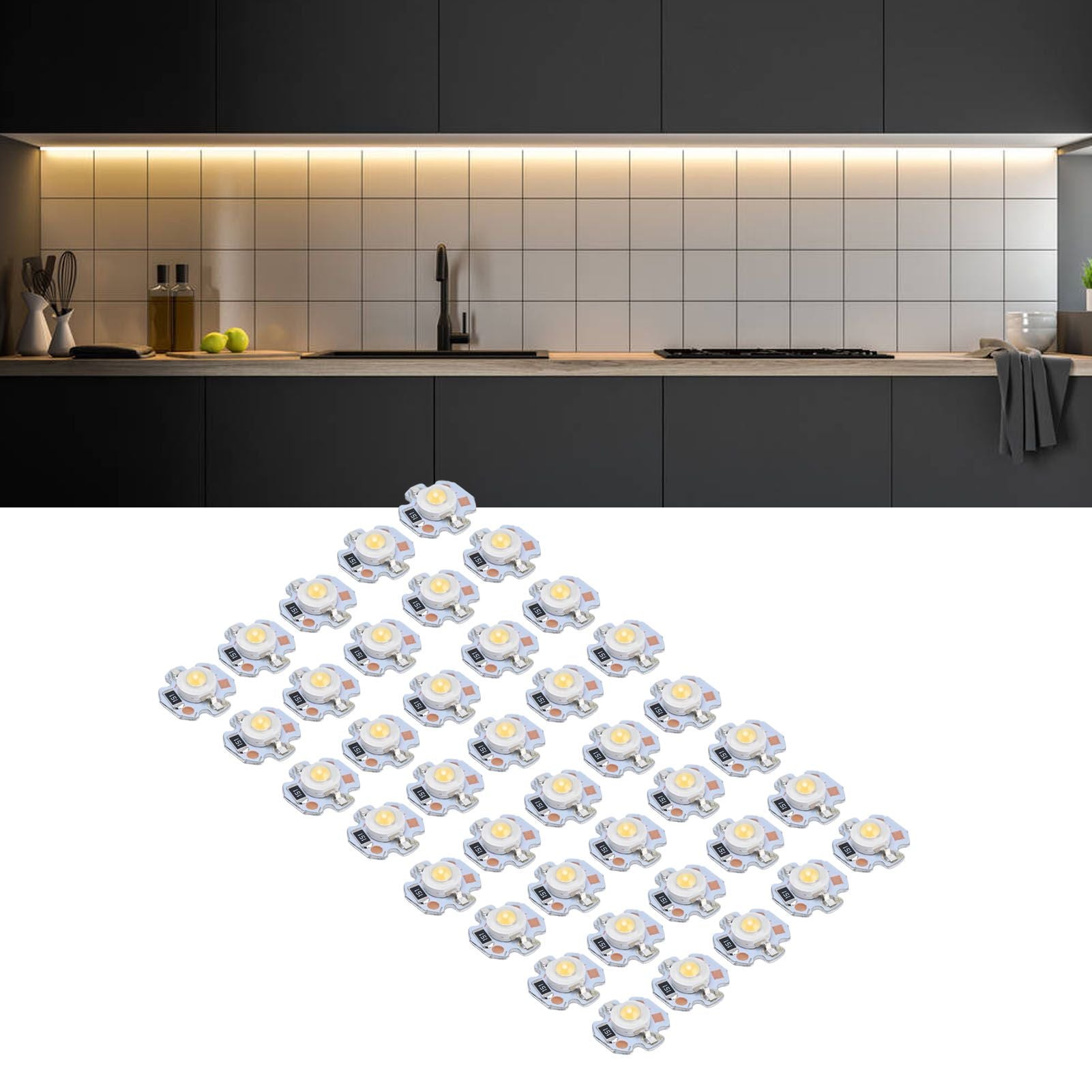 40pcs LED Chip Bulb 1W 24V 16mm/0.6in Aluminum Base Low Power Consumption Lamp Beads for Flashlights V1294-YM0523-3119220010912