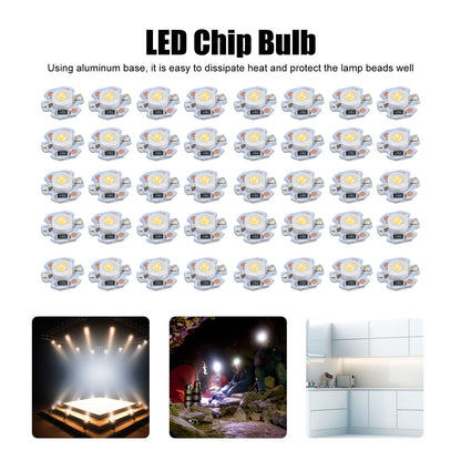 40pcs LED Chip Bulb 1W 24V 16mm/0.6in Aluminum Base Low Power Consumption Lamp Beads for Flashlights V1294-YM0523-3119220010912