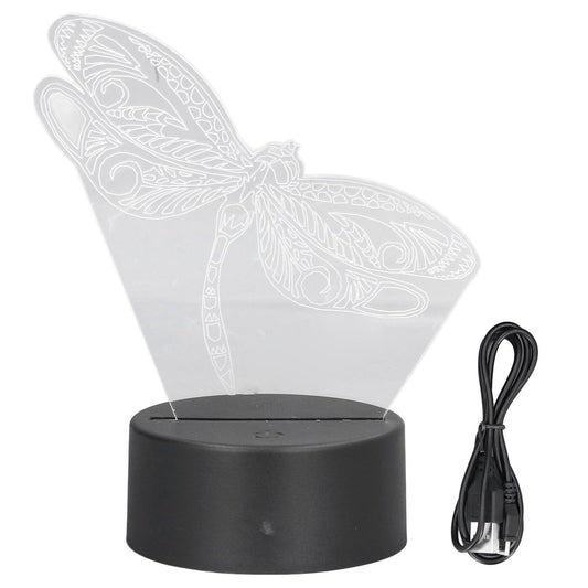 Dragonfly Pattern 3D Light 7 Color Changing LED Night Light USB Battery Powered 3D Decorative Lamp for Bedroom V1294-YM0523-3119220012711