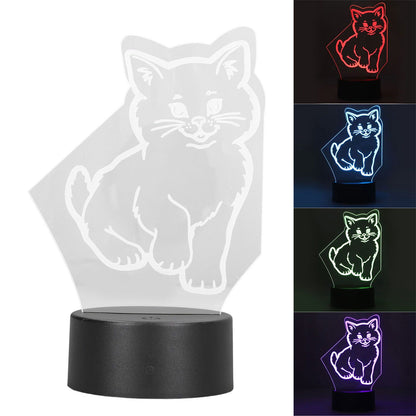 3D Cat Lamp 3D LED Adjustable Colors Soft Warm Light Safe Durable Easy Operation USB Or Battery 3D Night Light V1294-YM0523-3119220013111