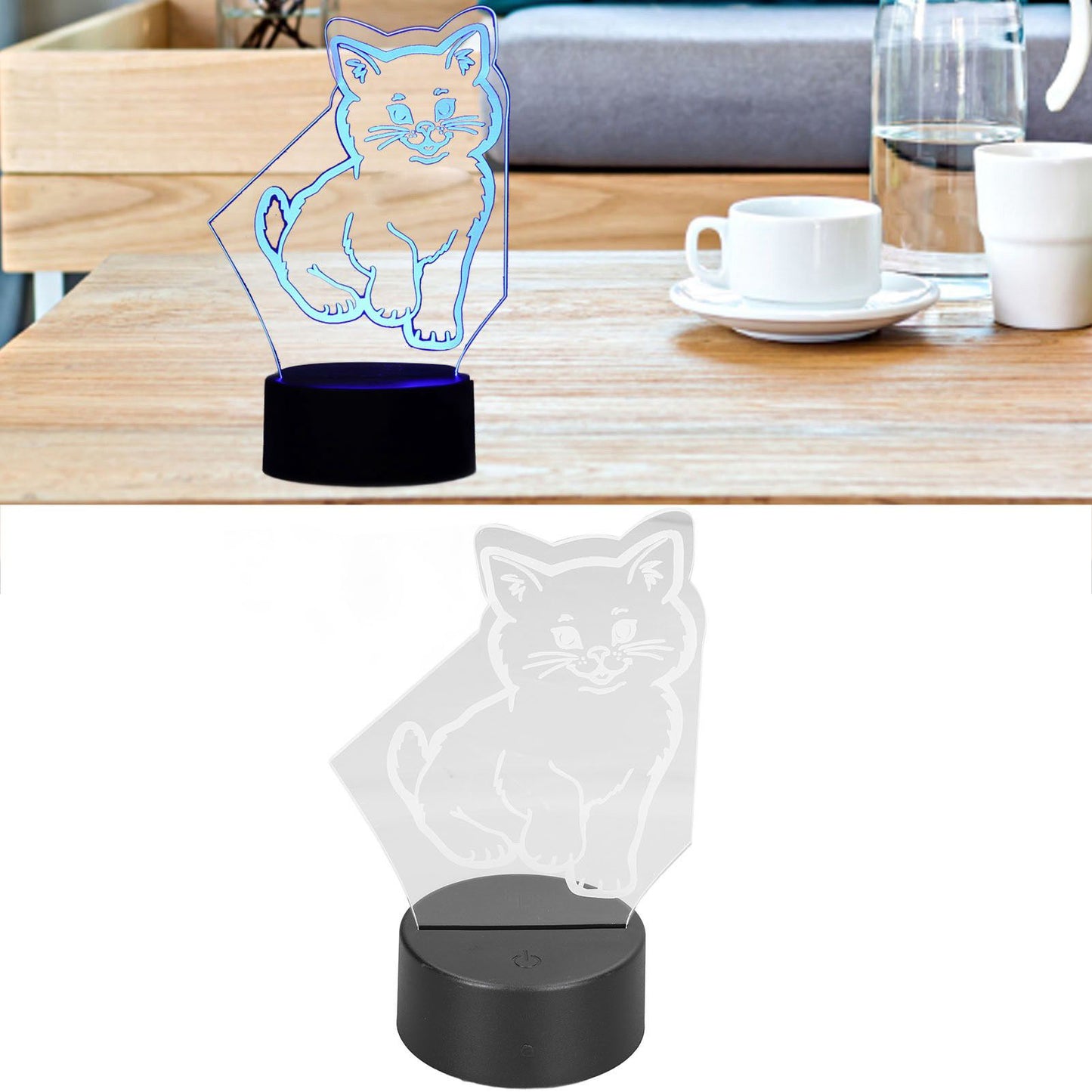 3D Cat Lamp 3D LED Adjustable Colors Soft Warm Light Safe Durable Easy Operation USB Or Battery 3D Night Light V1294-YM0523-3119220013111