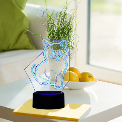 3D Cat Lamp 3D LED Adjustable Colors Soft Warm Light Safe Durable Easy Operation USB Or Battery 3D Night Light V1294-YM0523-3119220013111
