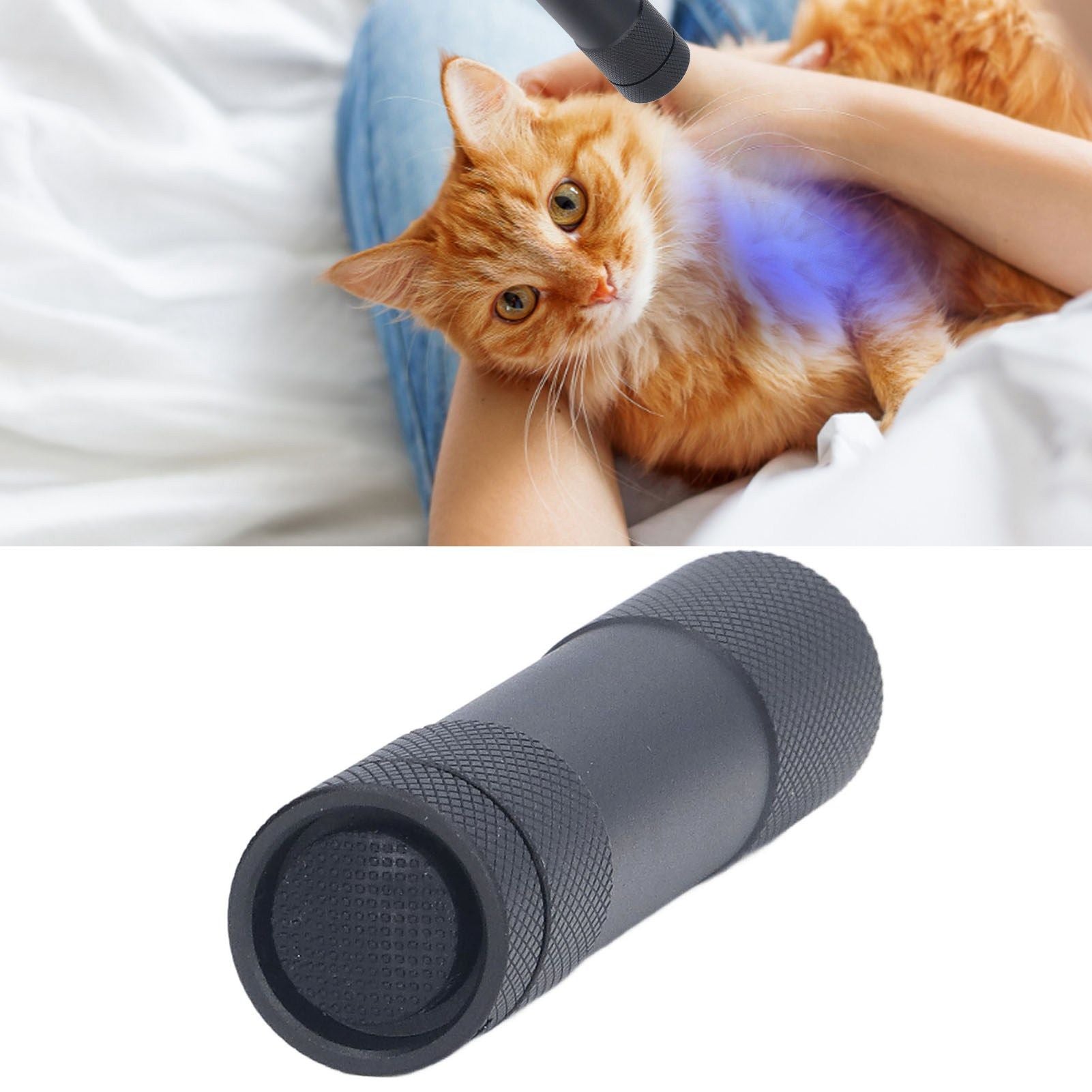 UV Flashlights 365nm Battery Powered Energy Saving Mini Portable UV Light with Black Mirror for Cat Moss V1294-YM0523-3119220014211
