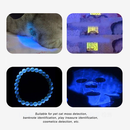 UV Flashlights 365nm Battery Powered Energy Saving Mini Portable UV Light with Black Mirror for Cat Moss V1294-YM0523-3119220014211