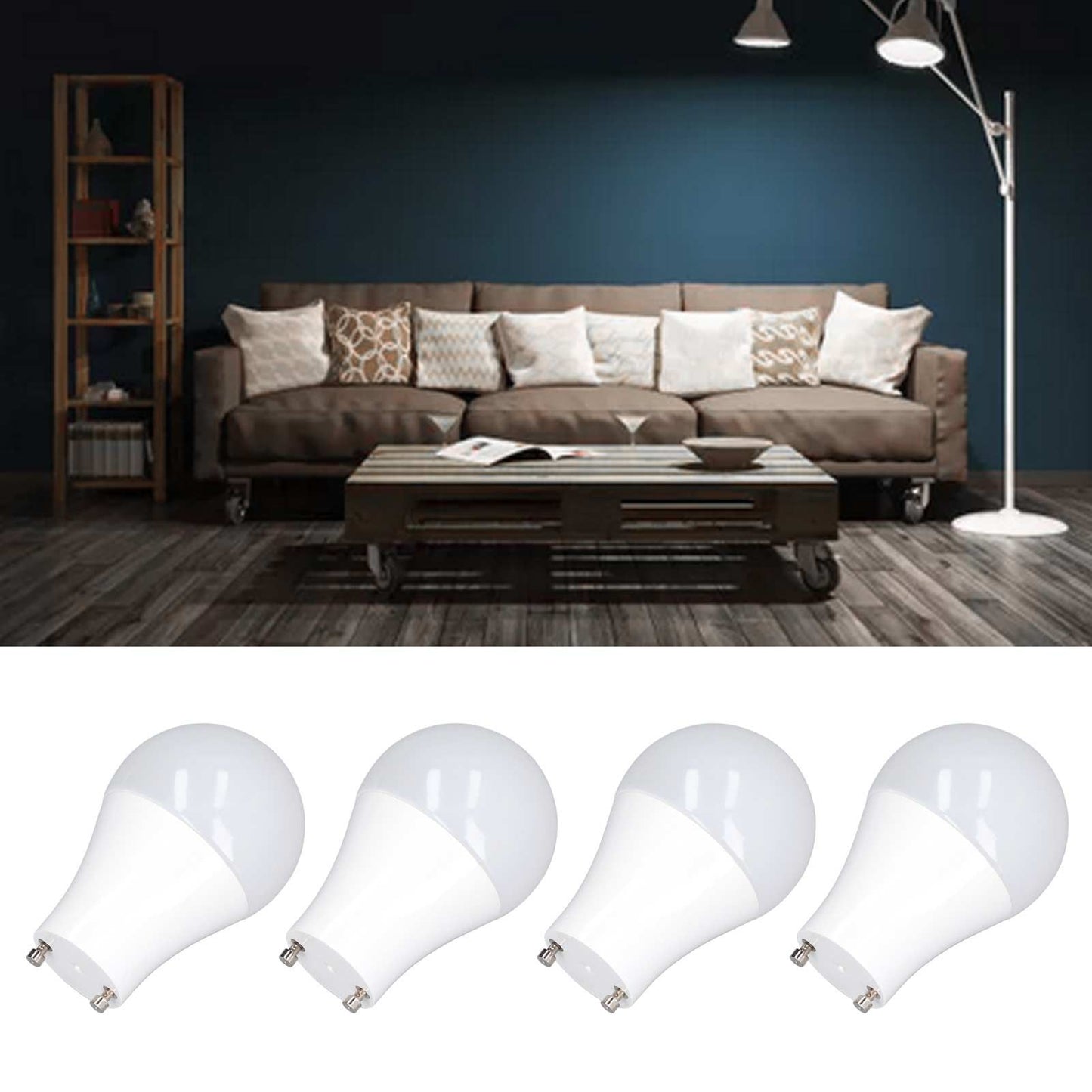 4PCS GU24 Light Bulb High Brightness Energy Saving LED A19 Light Bulb for Bedroom Office 120V9W Cold White V1294-YM0523-3119220014714