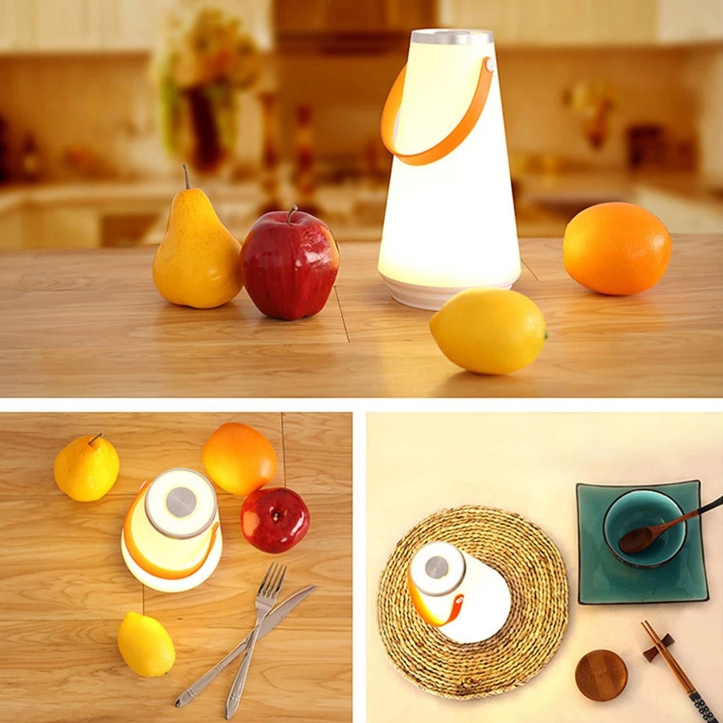 Night Light Lamp Portable Handle Design Touch Control Adjustable Brightness Warm Light Safe Durable ABS Kids V1294-YM0523-3119220016411