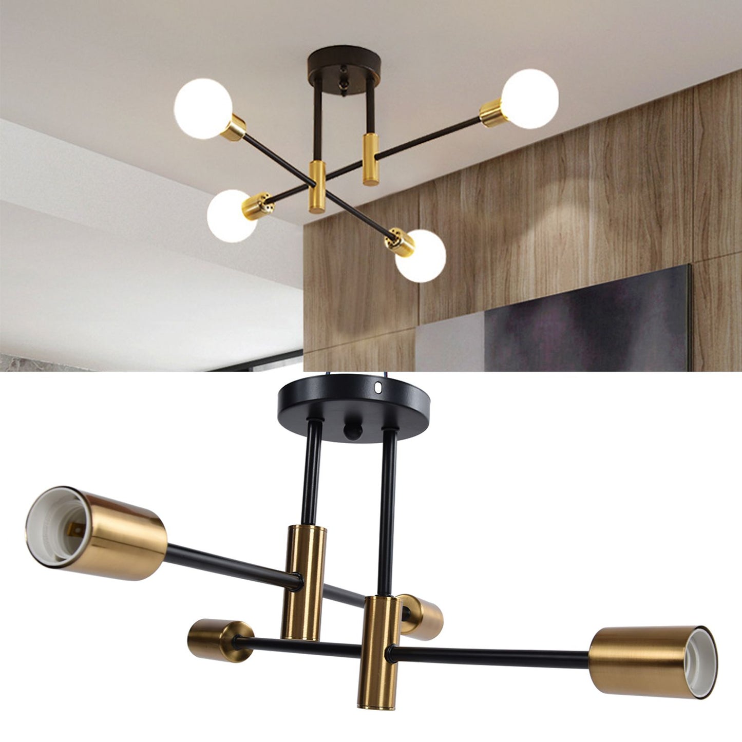 4 Light Ceiling Mount Lamp 360 degrees Rotation Adjustable Wrought Iron Ceiling Light for Dining Room Kitchen V1294-YM0523-3119220016511