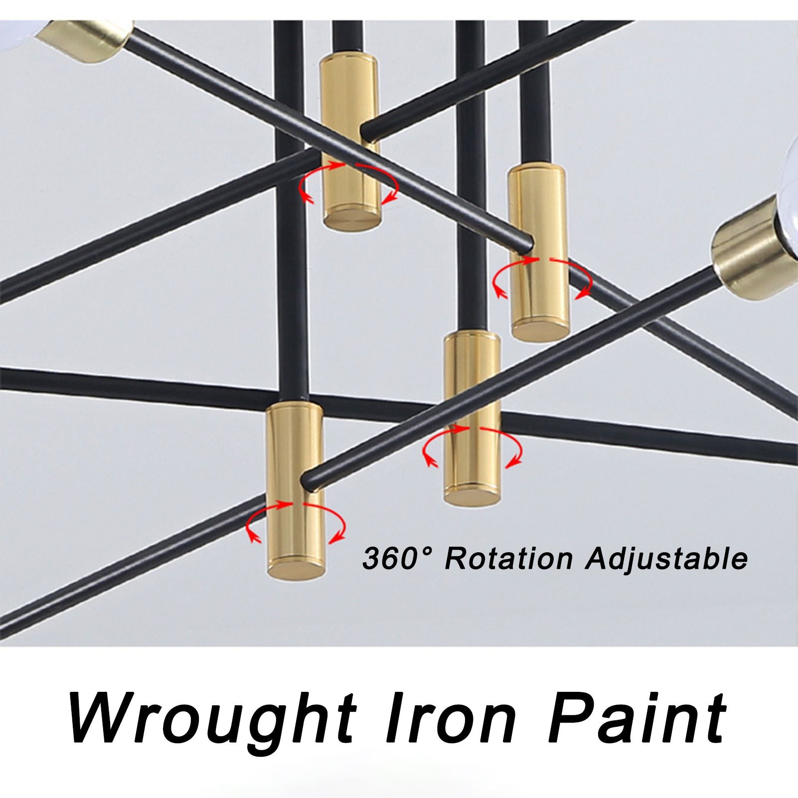4 Light Ceiling Mount Lamp 360 degrees Rotation Adjustable Wrought Iron Ceiling Light for Dining Room Kitchen V1294-YM0523-3119220016511