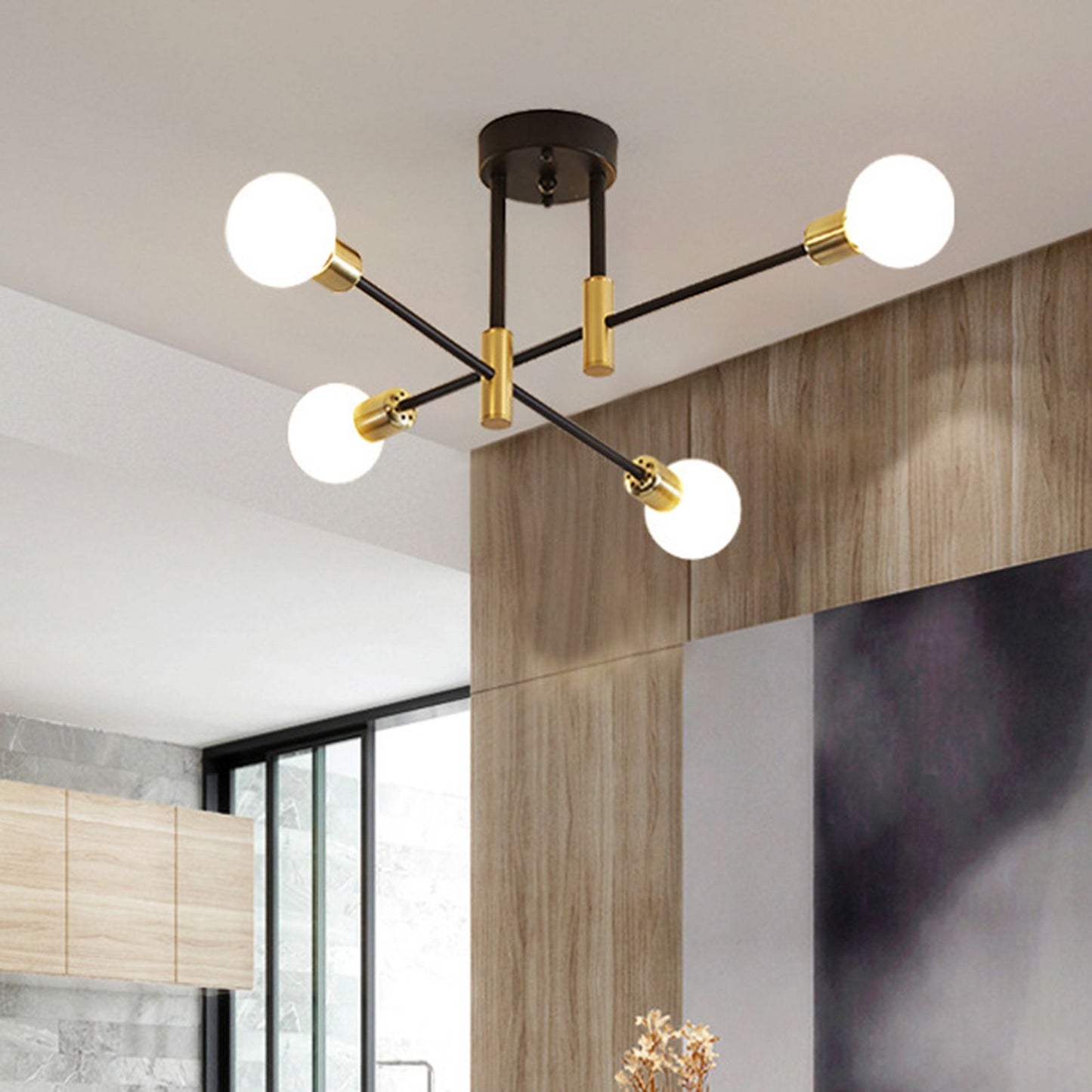 4 Light Ceiling Mount Lamp 360 degrees Rotation Adjustable Wrought Iron Ceiling Light for Dining Room Kitchen V1294-YM0523-3119220016511