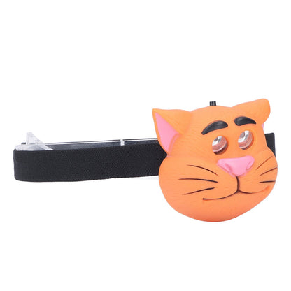 Kids Headlamp Cat Shape 2 Lighting Modes Lightweight Portable Battery Power Supply Plastic Headlight for V1294-YM0523-3119220016611