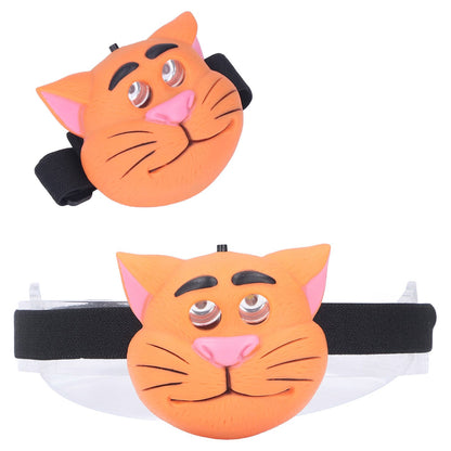 Kids Headlamp Cat Shape 2 Lighting Modes Lightweight Portable Battery Power Supply Plastic Headlight for V1294-YM0523-3119220016611