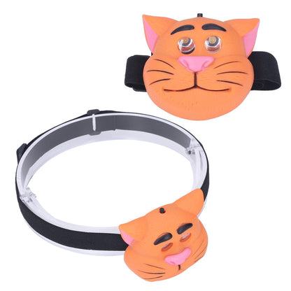 Kids Headlamp Cat Shape 2 Lighting Modes Lightweight Portable Battery Power Supply Plastic Headlight for V1294-YM0523-3119220016611