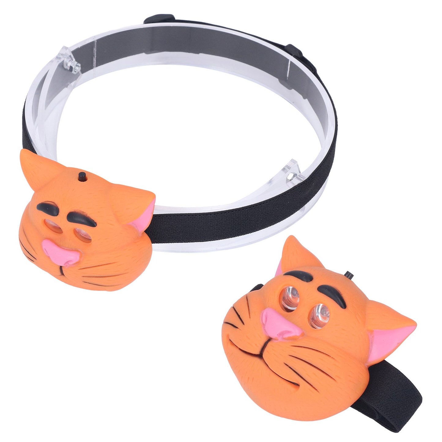 Kids Headlamp Cat Shape 2 Lighting Modes Lightweight Portable Battery Power Supply Plastic Headlight for V1294-YM0523-3119220016611