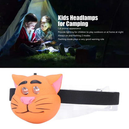 Kids Headlamp Cat Shape 2 Lighting Modes Lightweight Portable Battery Power Supply Plastic Headlight for V1294-YM0523-3119220016611