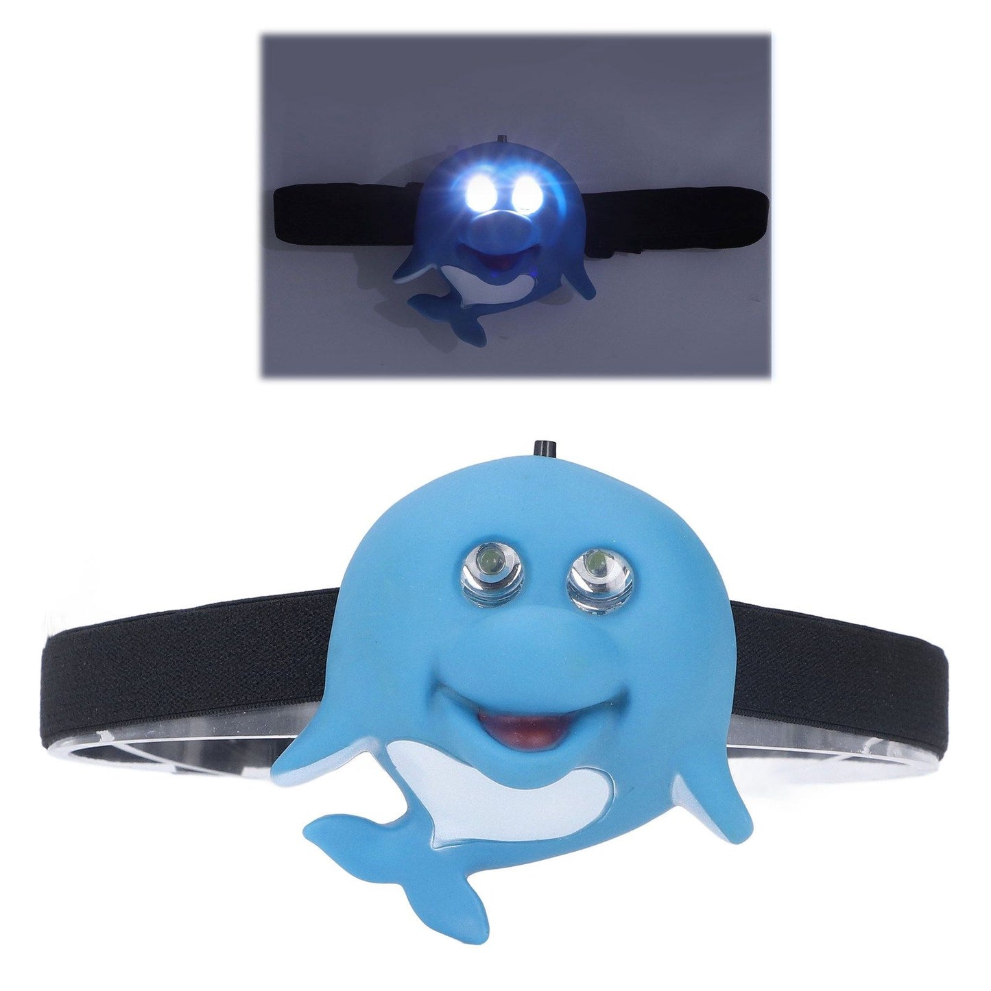 Kids Headlamp Blue Dolphin Shape Eco Friendly Plastic 2 Lighting Modes Portable Battery Powered Headlight for V1294-YM0523-3119220016811
