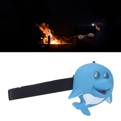 Kids Headlamp Blue Dolphin Shape Eco Friendly Plastic 2 Lighting Modes Portable Battery Powered Headlight for V1294-YM0523-3119220016811