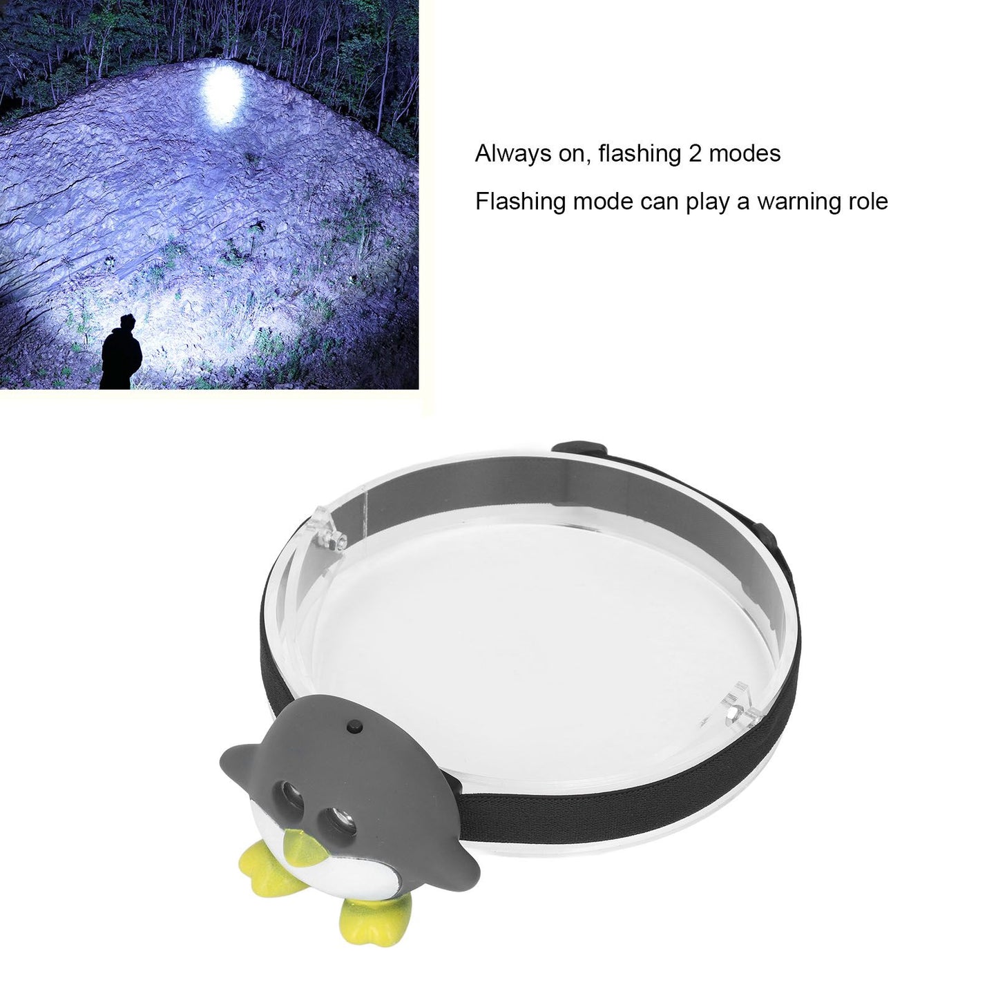 LED Animal Head Lamp 2 Modes Cute Lightweight Child Head Light for Reading Camping V1294-YM0523-3119220017211