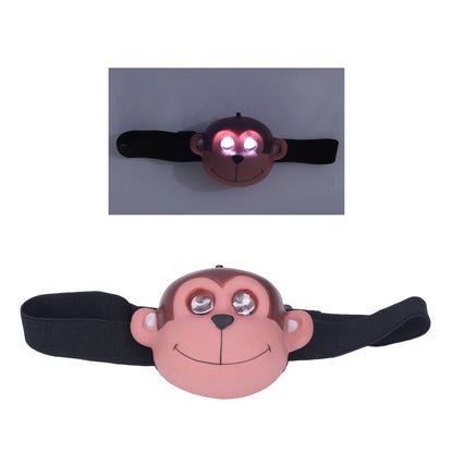 Kids Headlamp Monkey Appearance 2 Lighting Modes Battery Powered Lightweight Plastic LED Headlight for V1294-YM0523-3119220017411